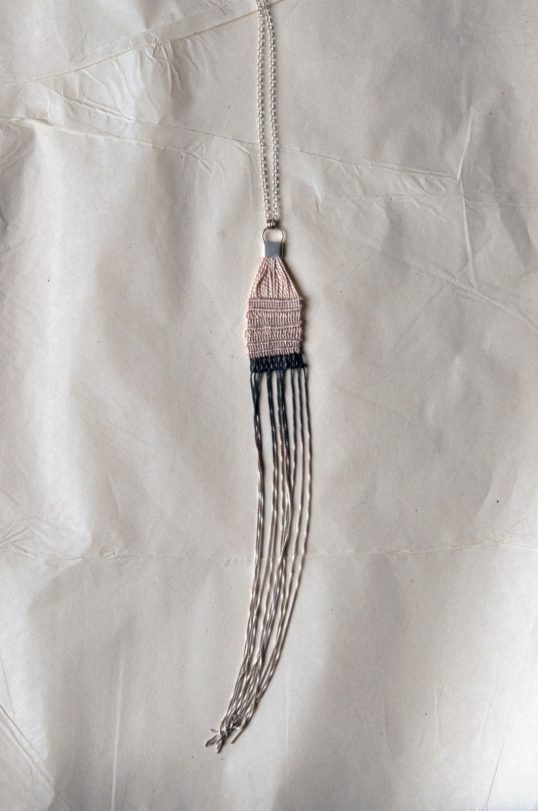 Woven necklace with multiple sterling silver chains - ambartique
