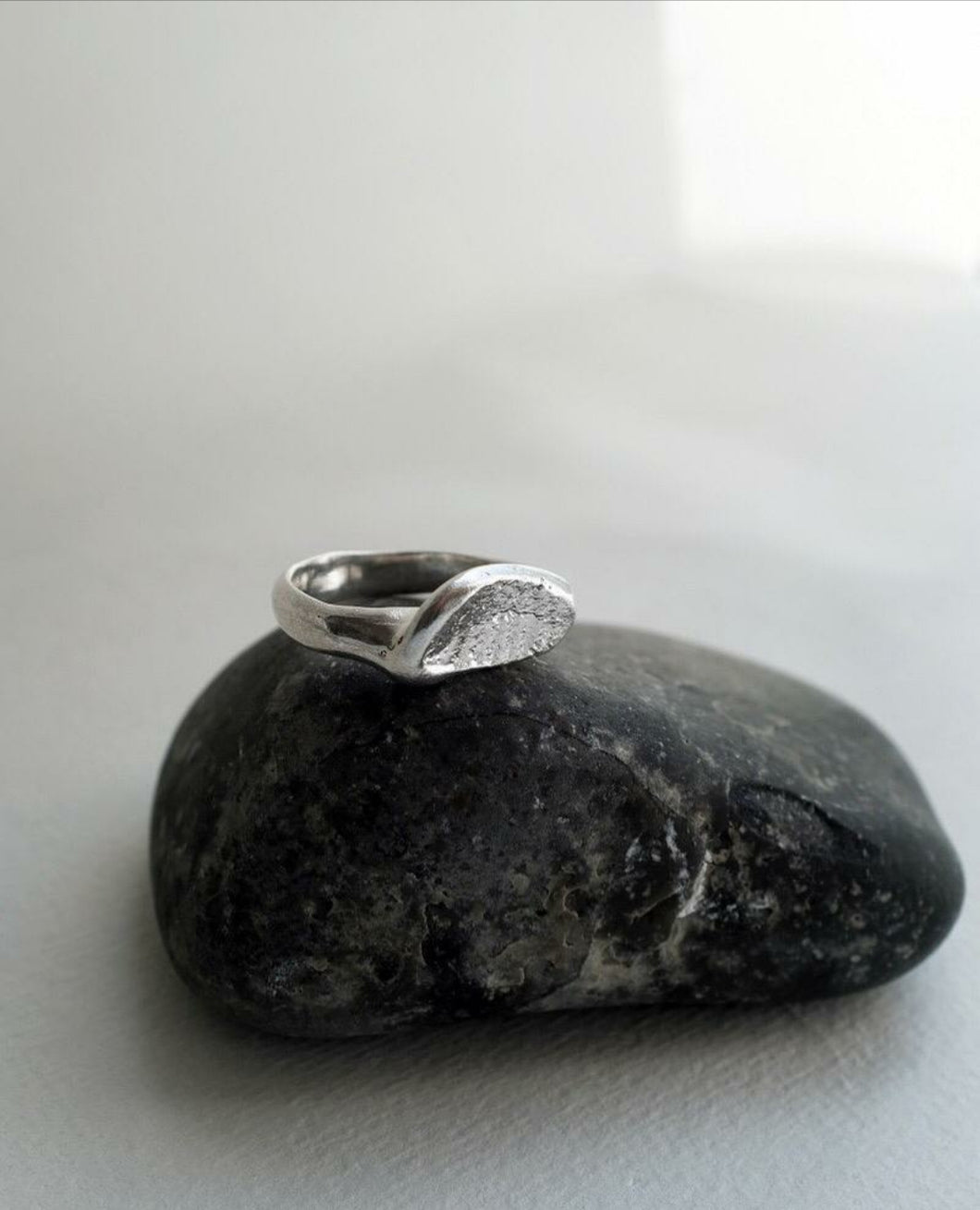 Silver Ring with Surface Imprint - small