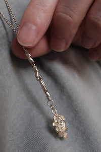Long silver necklace with delicate dangling charm - ambartique