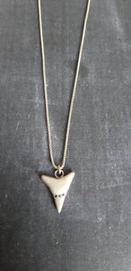 Silver Shark Tooth Necklace with 3 Black Tiny Diamonds