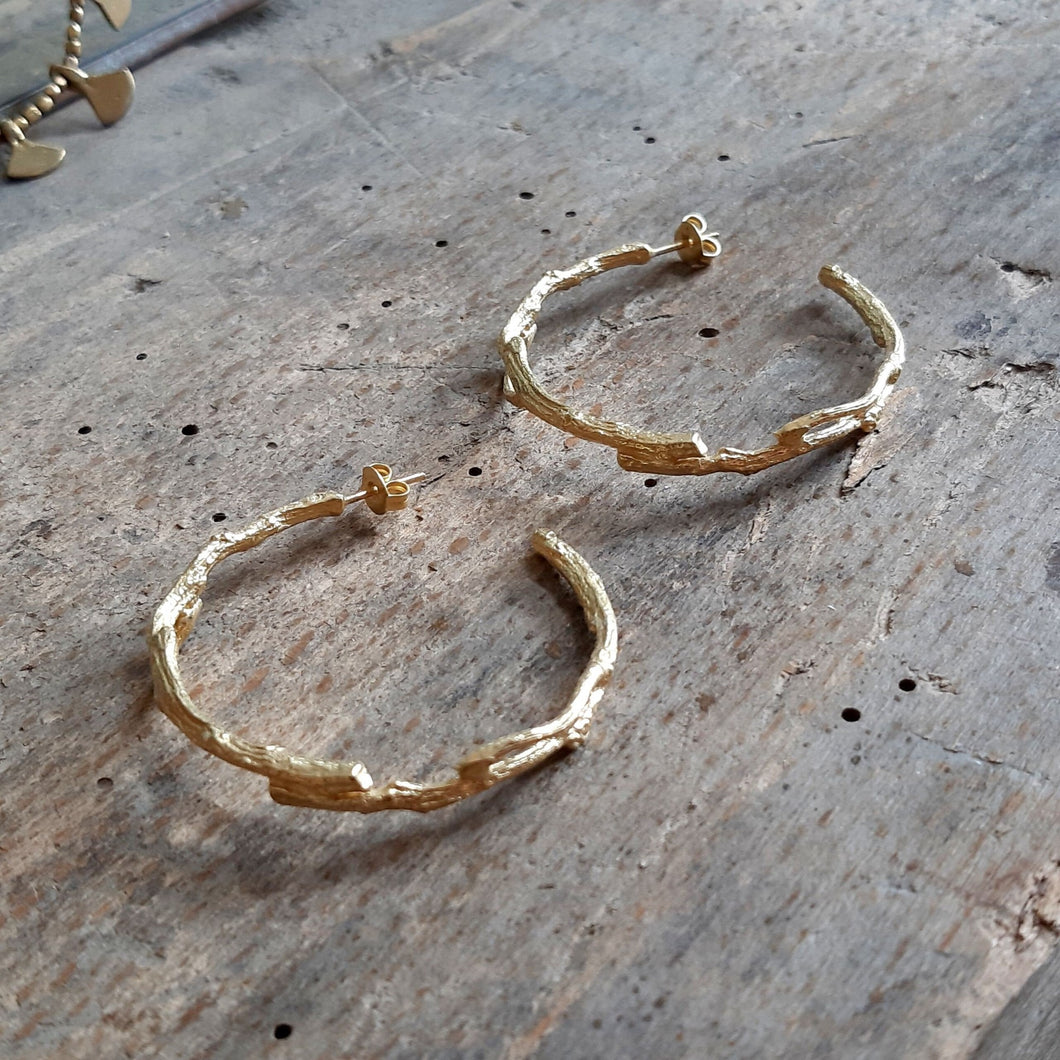 Branch Inspired Gold Filled Hoop Earrings
