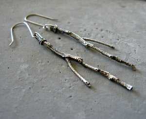 Silver Tree Branch Earrings