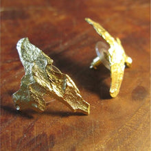 Load image into Gallery viewer, Bark Inspired Golden Statement Ear Studs
