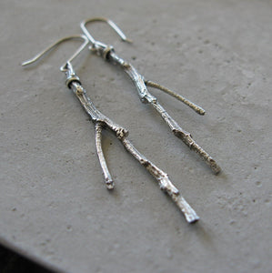 Silver Tree Branch Earrings