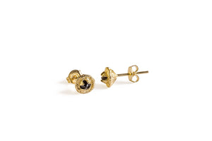 Gold Filled Stud Earrings Decorated With Black Zircons