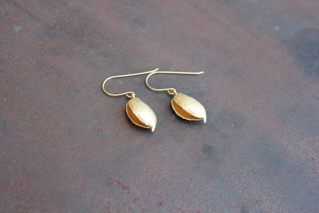 Seed Pod Inspired Golden Earrings