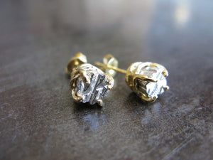 Gold Filled Earrings decorated by a Stone Shaped Silver Piece