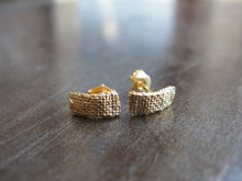 Load image into Gallery viewer, Gold Filled Stud Earrings with fabric inspired surface texture
