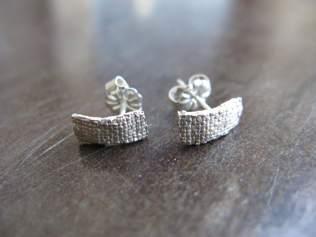 Textured Silver Ear Studs